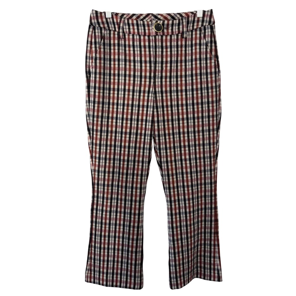 Cabi Jazzy‎ Kick Flare 4131 Brown Red Tan Plaid Pants Dark Academia Women 4